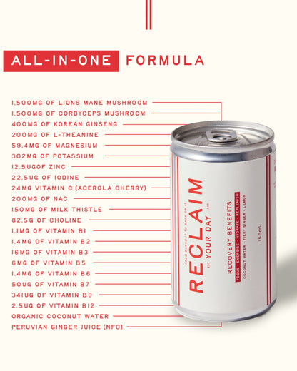 Reclaim | The Recovery Drink - 20 Active Ingredients + Coconut Water & Ginger