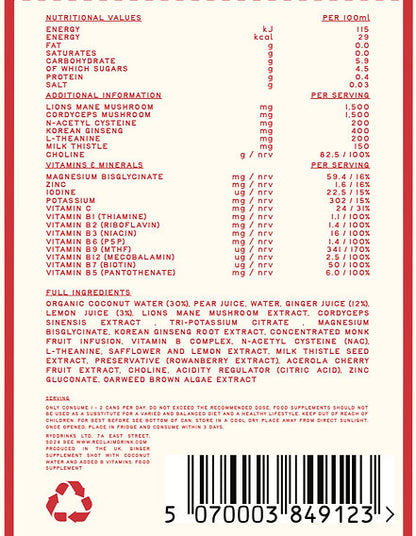 Morning Recovery Shot - 20 Active Ingredients + Coconut Water & Ginger